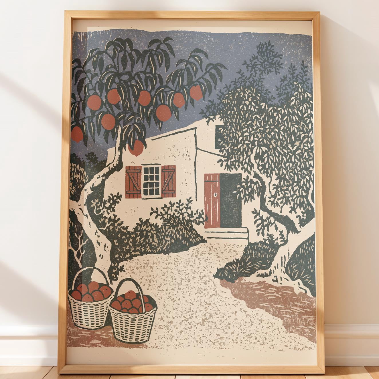 Rustic Farmhouse Orchard Vintage Folk Retro Block Poster , Poster Print ...