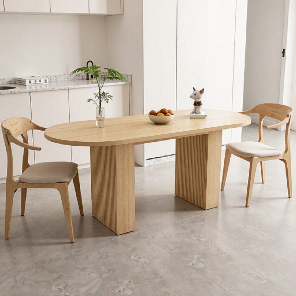 Rustic Farmhouse Oval Dining Table for 6 | Natural Finish & Solid Wood ...