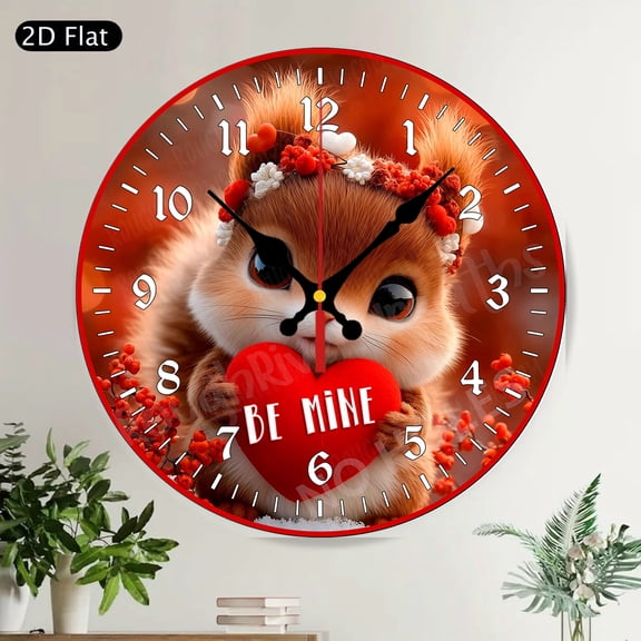 Rustic Farmhouse Patriotic American Flag Floral Round Wall Clock Red White Blue Silent Non-Ticking Independence Day Decor