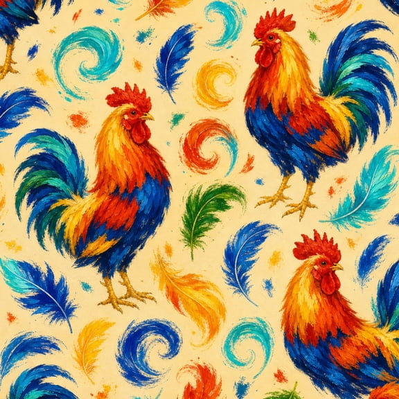 Rustic Farmhouse Peel and Stick Wallpaper Colorful Rooster Feathers Swirling Wall Mural 23.6in x 9.8ft Self Adhesive Removable Wall Paper Renter Friendly Wallpaper for Bedroom