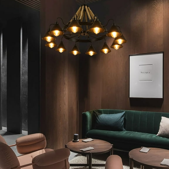 Rustic Farmhouse Pendant Chandelier Ceiling Light Cafe Bar Hemp Rope Fixture