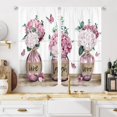 thumbnail image 1 of Rustic Farmhouse Pink Floral Kitchen Curtains 27.5Wx39H Inch Rod Pocket Flower Plant Cafe Curtains Spring Butterfly Botanical Country Wooden Small Bedroom Window Drapes Fabric 2 Panels, 1 of 4