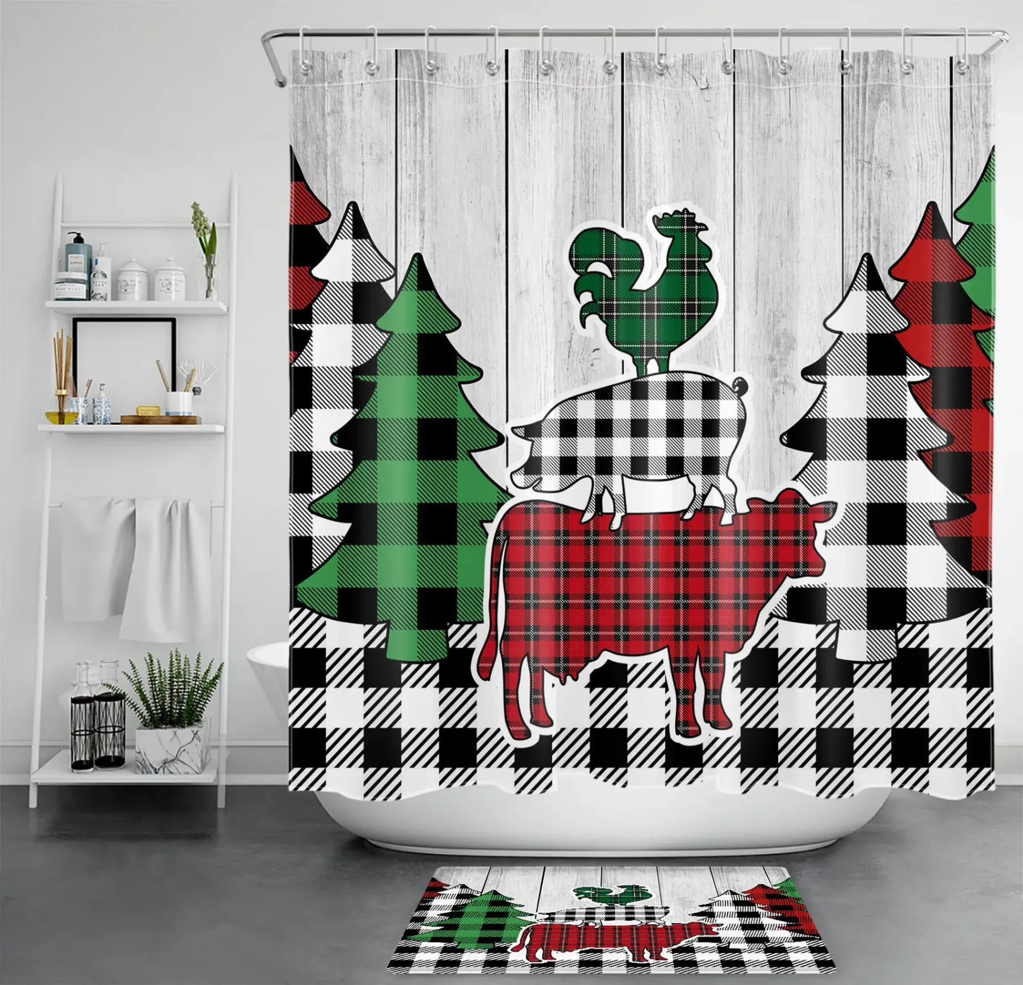 Rustic Farmhouse Plaid Holiday Bathroom Set