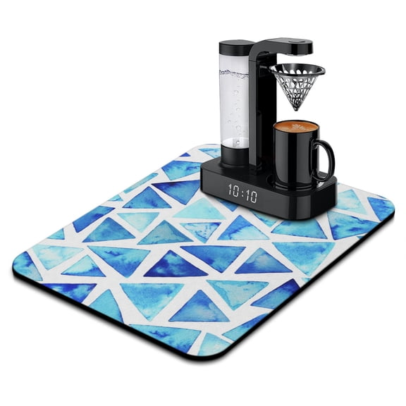 Rustic Farmhouse Plaid Print Coffee Station Mat - Eco-Friendly Absorbent Pad, Geometric Pattern, Non-Slip Kitchen Mat, 15.7 x 23.6 Inch