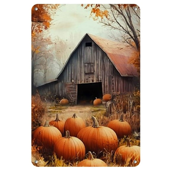 Rustic Farmhouse Pumpkin Patch Metal Wall Sign - Vintage Barn Aesthetic, Reusable Decor for Home, Bar, Pub - Indoor/Outdoor Use, 8x12 Inches