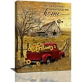 thumbnail image 1 of Rustic Farmhouse Red Truck Wall Art Country Farm Red Truck Sunflower Pictures Kitchen Wall Decor Inspirational Old Barn Painting Canvas Print Modern Home Artwork Decoration for Living Room 12"x16", 1 of 6