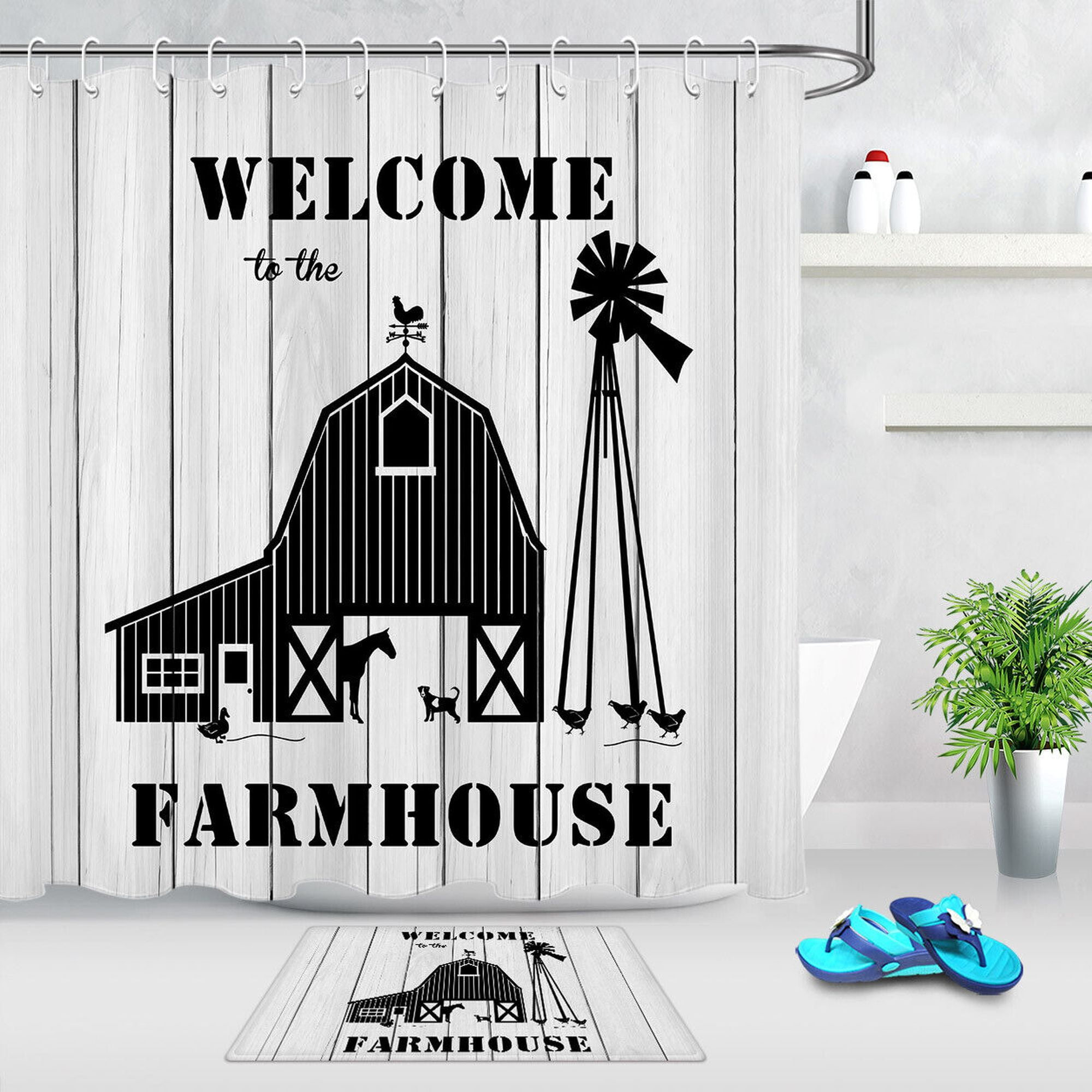 Rustic Farmhouse Retreat Barnyard Bliss Shower Curtain Set with