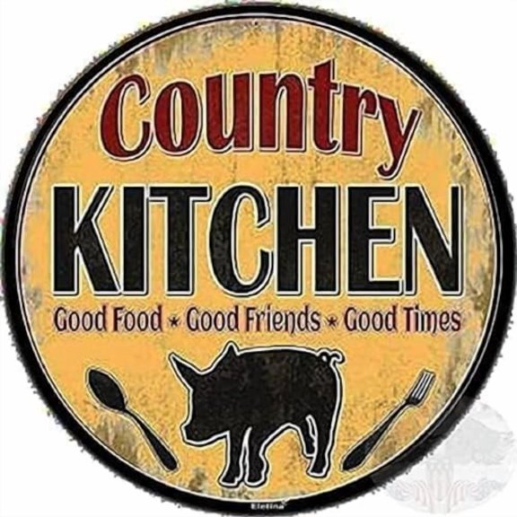 Rustic Farmhouse Round Metal Tin Sign Country Kitchen Good Times Retro Kitchen Decor Wall Door Hanger Decor Sign Diameter 12 in, cloor20