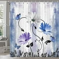 thumbnail image 1 of Rustic Farmhouse Shower Curtain for Bathroom, Farm Teal Daisy Floral Flowers and Butterfly on Country Wooden Bath Curtains, Turquoise Purple Blue Fabric Bathroom Decor Set with Hooks 36x72, 1 of 6