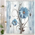 thumbnail image 1 of Rustic Farmhouse Shower Curtain, Farm Blue Daisy Floral Flowers and Butterfly on Country Waterproof Fabric Bathroom Curtains, Vintage Blue Flower Bathroom Shower Curtain with 12PCS Hooks, 60X70IN, 1 of 16