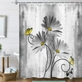 thumbnail image 1 of Rustic Farmhouse Shower Curtain, Farm Gray Grey Daisy Floral Flowers and Butterfly on Country Wooden Shower Curtain for Bathroom, Gray White Yellow Shower Curtain with 12PCS Hooks, 70X84IN, 1 of 6