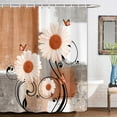 thumbnail image 1 of Rustic Farmhouse Shower Curtain,Farm Orange Daisy Floral Flowers and Butterfly on Country Wooden Shower Curtain for Bathroom,Orange Gray Shower Curtain with 12 Hooks,54X70in, 1 of 6