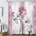 thumbnail image 1 of Rustic Farmhouse Shower Curtain, Farm Pink Daisy Floral Flowers and Butterfly on Country Wooden Shower Curtain for Bathroom, Pink Grey Bathroom Shower Curtains with 12PCS Hooks, 70X84IN, 1 of 5