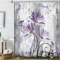thumbnail image 1 of Rustic Farmhouse Shower Curtain, Farm Purple Grey Daisy Floral Flowers and Butterfly on Country Wooden Shower Curtain for Bathroom, Gray White Violet Shower Curtain with Hooks, 47X64IN, 1 of 5