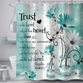 thumbnail image 1 of Rustic Farmhouse Shower Curtain, Farm Teal Daisy Bible Verse Inspirational Motivational Quote Bath Curtains, Country Wooden Turquoise Blue Bathroom Shower Curtains with Hooks, 72X72IN, 1 of 6