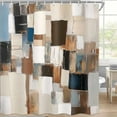 thumbnail image 1 of Rustic Farmhouse Shower Curtain Modern Abstract Brown Shower Curtain Set For Bathroom Waterproof Fabric With Hooks Machine Washable 72"W x 78"L, 1 of 6