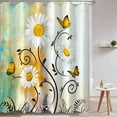 thumbnail image 1 of Rustic Farmhouse Shower Curtain White Daisy Floral Orange Waterproof Fabric Shower Curtains for Bathroom Flower Yellow Butterfly Bath Curtain Decor with Hooks (Yellow, 72'''' x 72''''), 1 of 6