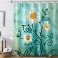 thumbnail image 1 of Rustic Farmhouse Shower Curtain White Daisy Floral Turquoise Waterproof Fabric Shower Curtains for Bathroom Flower Teal Butterfly Bath Curtain Decor with Hooks (Dark Teal, 72'''' x 72''''), 1 of 6