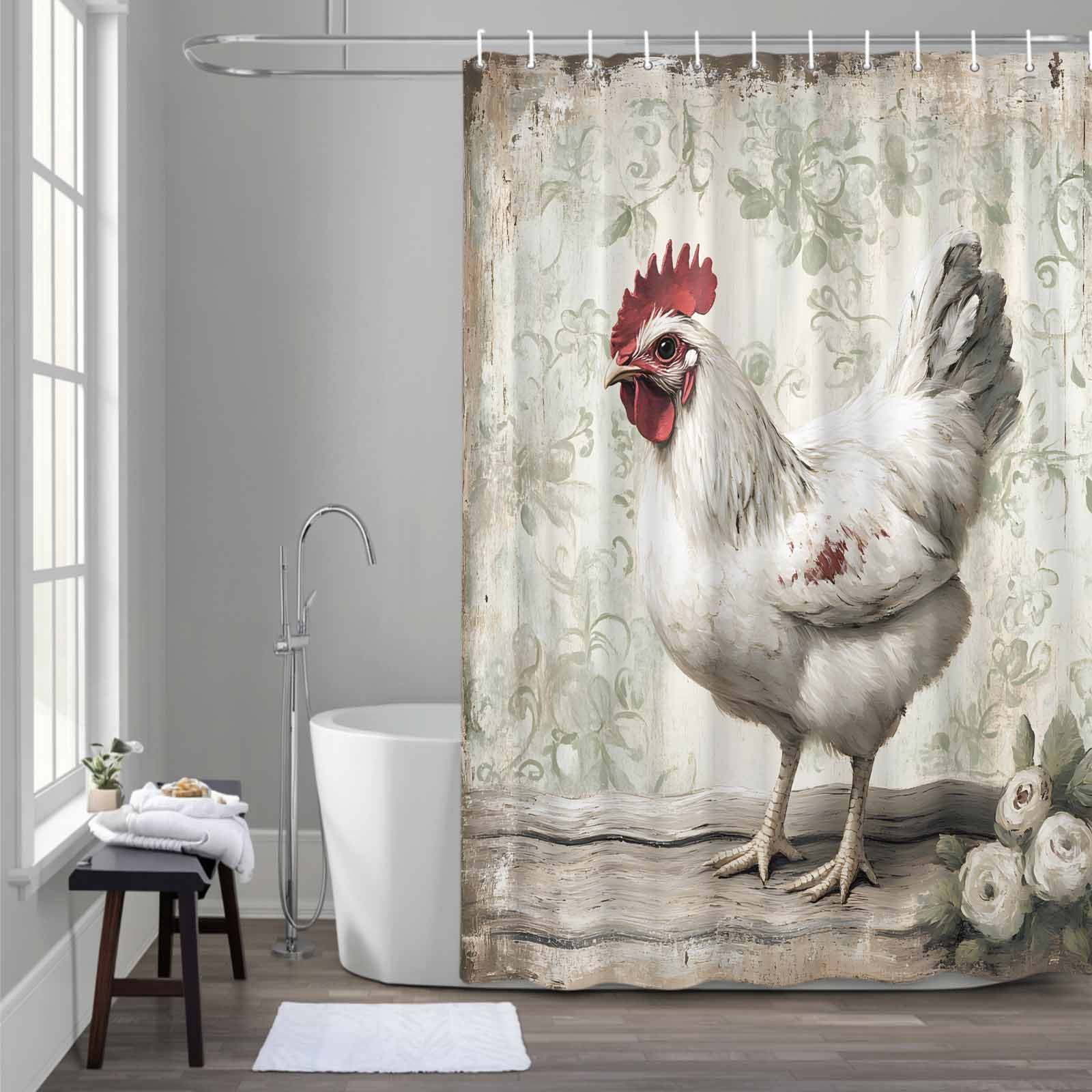Rustic Farmhouse Shower Curtain for Bathroom Decor, Brocade Pattern ...