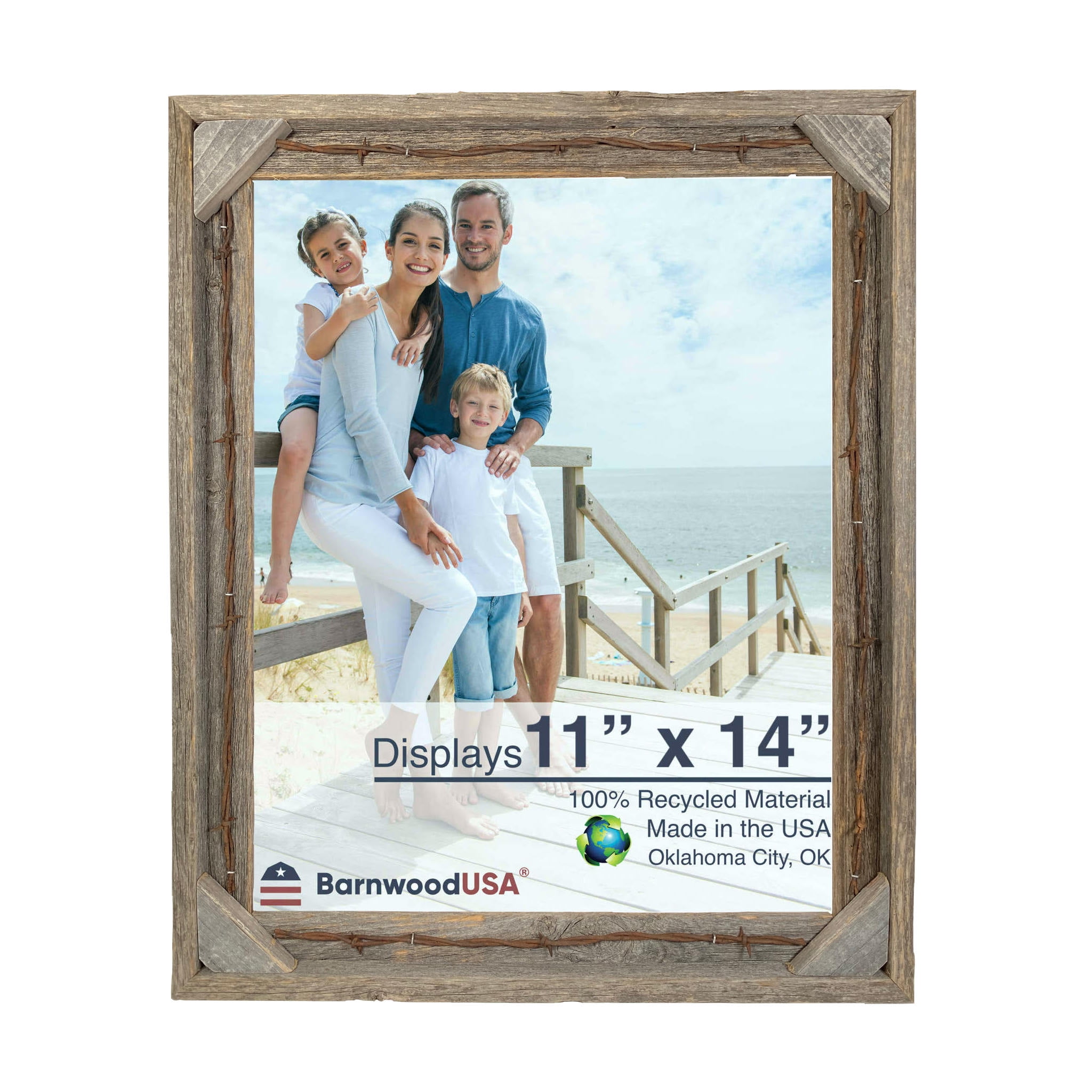 Rustic 11x14 Reclaimed Wood Picture Frame with Natural Finish