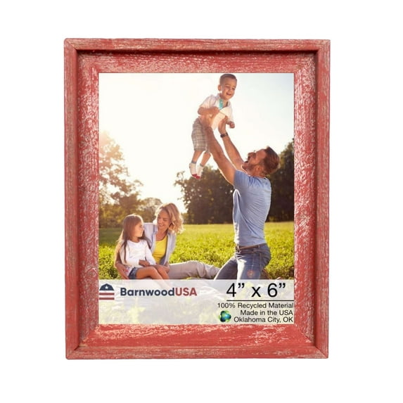 Rustic Farmhouse Signature Series 4" x 6" Rustic Red Wood Picture Frame