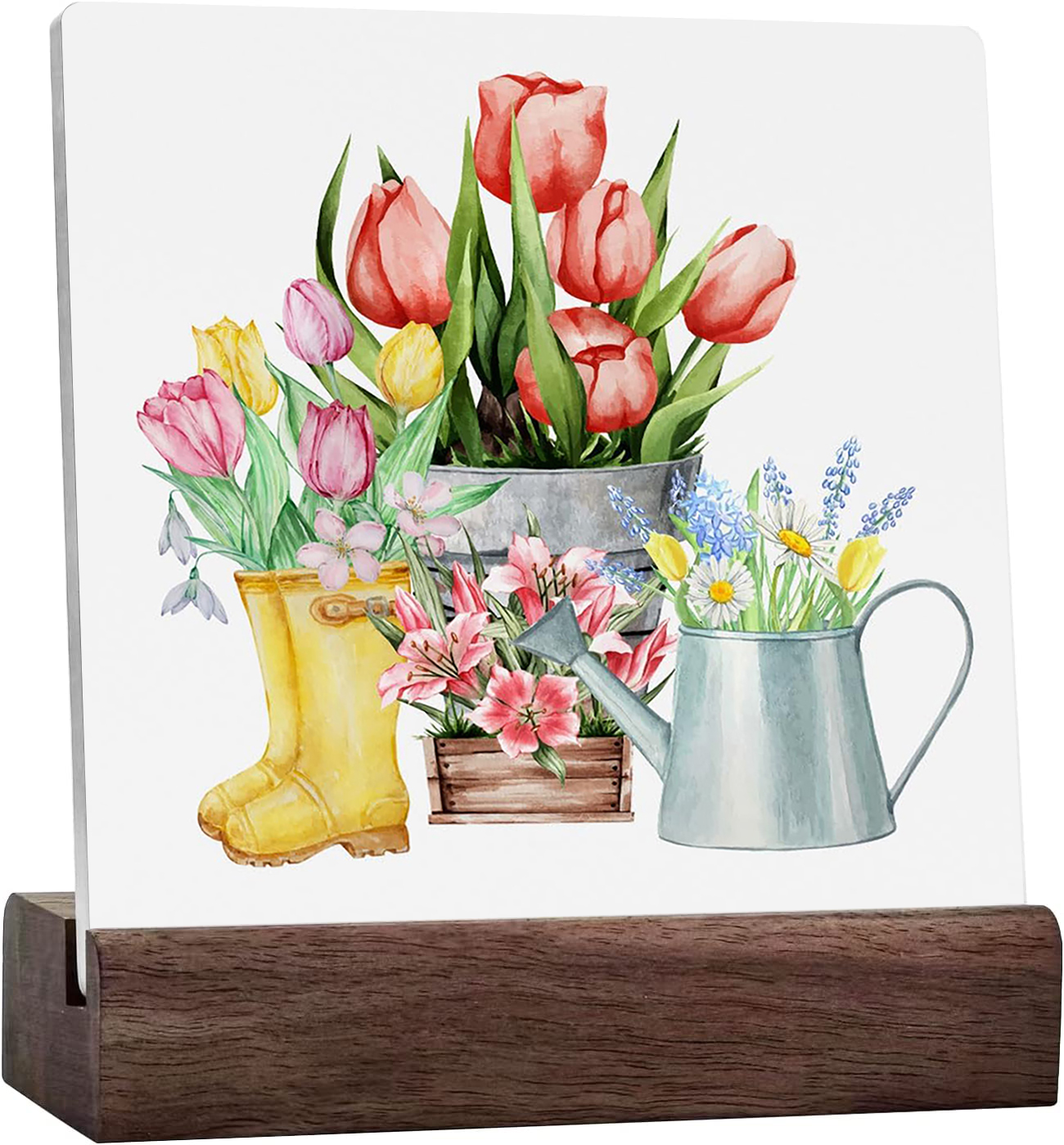 Rustic Farmhouse Spring Country Home Office Ceramic Desk Decor Tulips ...