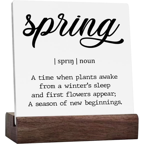 Rustic Farmhouse Spring Decoration Country Home Office Ceramic Desk Decor Spring Definition Sign Cubicle Shelf Tabletop Tiered Tray Decor Gift For Women Her