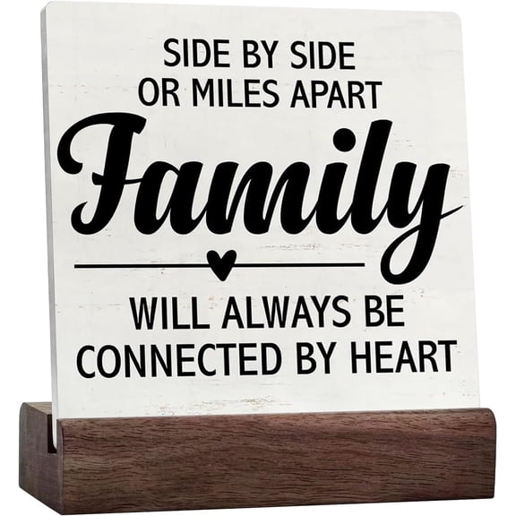 Rustic Farmhouse Style Side By Side Or Miles Apart Family Sign Wood Desk Sign Decor Ceramic Table Sign Home Decorations