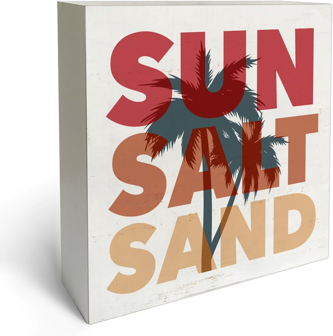 Rustic Farmhouse Style Sun Salt Sand Beach Box Sign Wood Desk Sign ...
