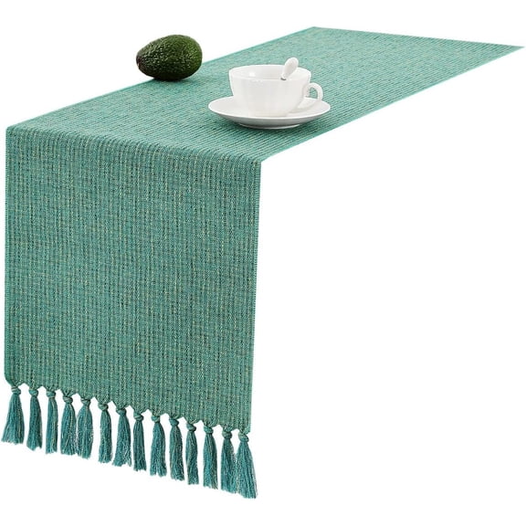 Rustic Farmhouse Style Table Runner, Boho Thick Burlap Linen Washable Table Runners for Dining Room Decorations, Dresser, Bedroom Decor and Holiday Party Centerpiece