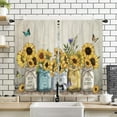 thumbnail image 1 of Rustic Farmhouse Sunflower Kitchen Window Curtains 2 Panels 27.5W x 39H Rod Pocket Quotes Inspirational Motivational Positive Vintage Small Short Door Decor Laundry Drapery Treatment, 1 of 6