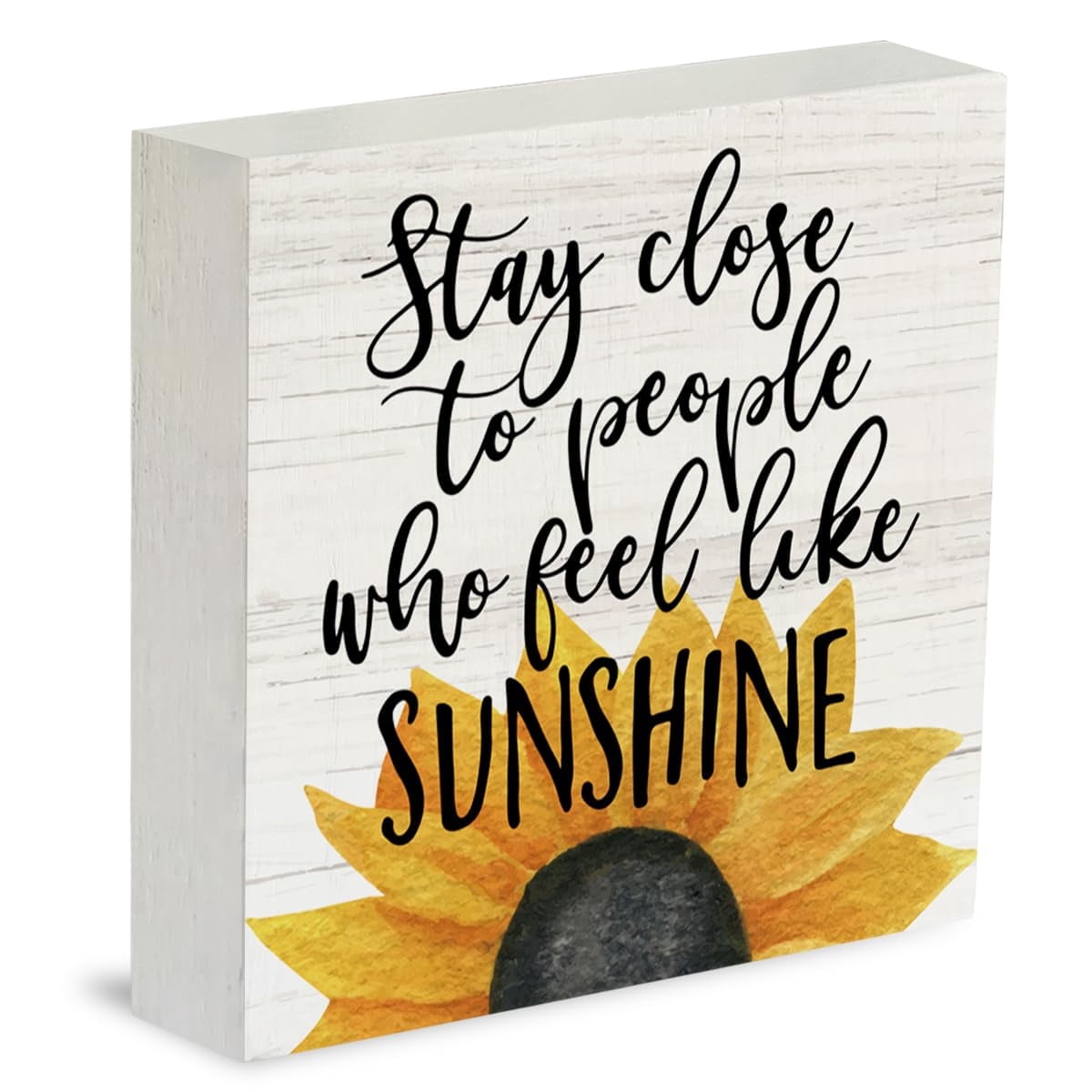 Sunshine Square Sign Rustic Farmhouse Sunflower Wooden Box Sign, 5 x 5 Inch Summer Sunshine ...