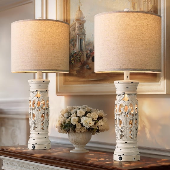 Rustic Farmhouse Table Lamps Set of 2