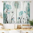 thumbnail image 1 of Rustic Farmhouse Teal Daisy Kitchen Curtains Floral Flower Small Short Cafe Window Curtains Butterfly Turquoise Country Bathroom Window Drapes Treatment Tier Curtains 2 Panels (27.5x36 Inch), 1 of 6