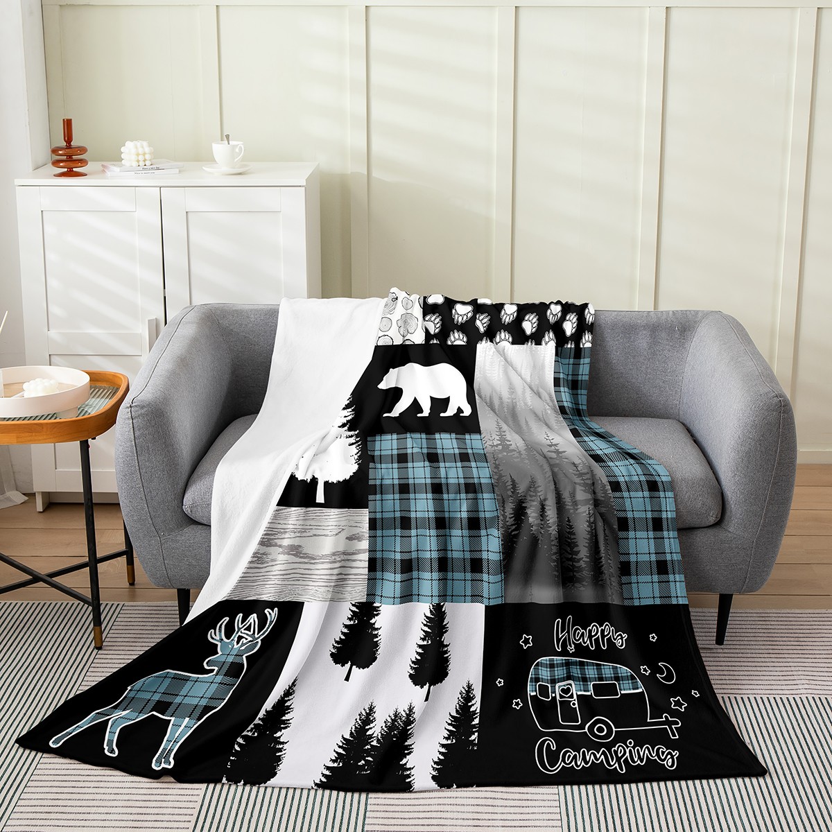 Rustic Farmhouse Throw Blanket Throw 50x60,Woodland Animals Beat Elk