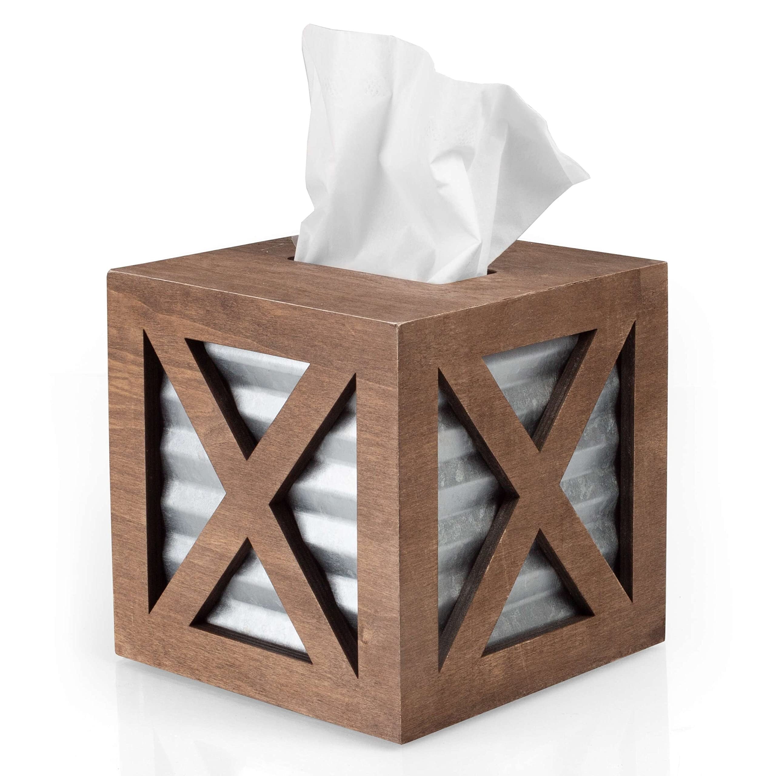 Rustic Farmhouse Tissue Box Cover - Wooden Black Rectangular Tissue ...