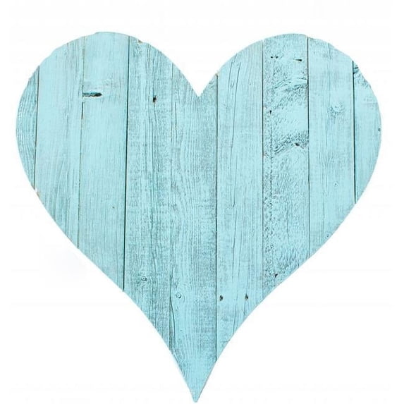 Rustic Farmhouse Turquoise Wooden Heart - 18 in.