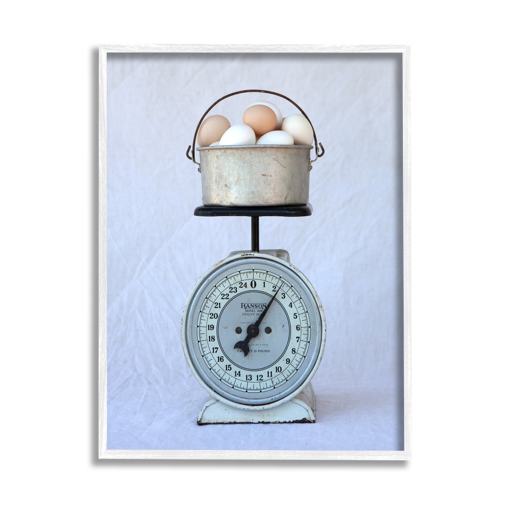 Rustic Farmhouse Vintage Scale Buck Full of Eggs Food & Beverage Photograph Framed Art Print Wall Art