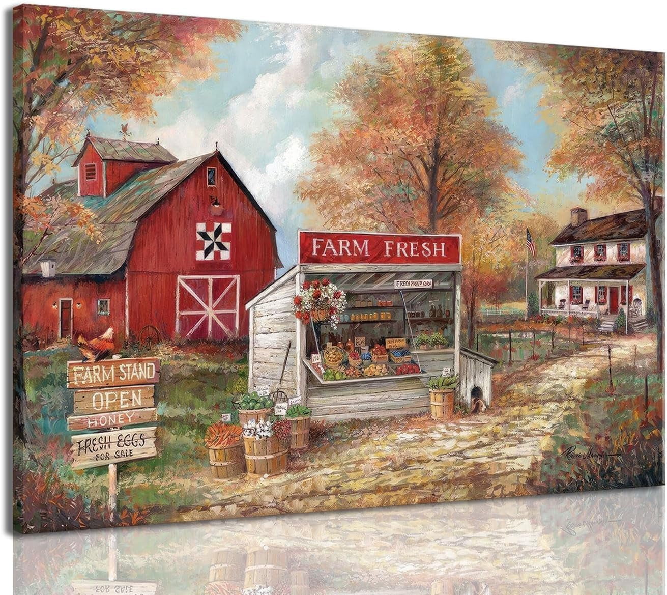 Rustic Farmhouse Wall Art Beautiful Field Painting Pictures Decor ...