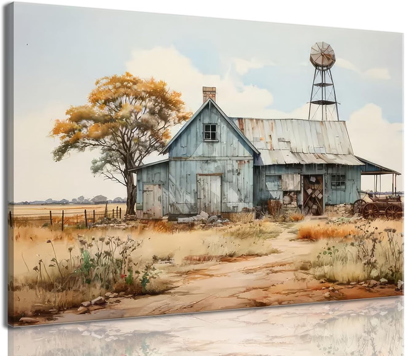Rustic Farmhouse Wall Art Beautiful Field Painting Pictures Decor ...