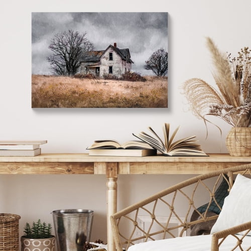Rustic Farmhouse Wall Art Vintage Barn Canvas Print Country Field Landscape Poster for Bathroom Bedroom Living Room Decor 24x16 Vintage