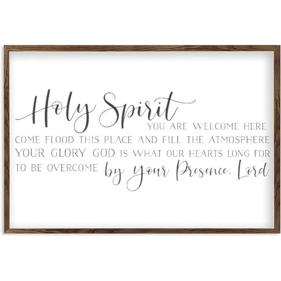 Rustic Farmhouse Wall Decor Signs Holy Spirit You Are Welcome Here Sign Scripture Signs Living Room Bible Verse Sign Holy Spirit Sign for Home Modern Decor Framed Wood Sign Hanging Plaque for Kitchen