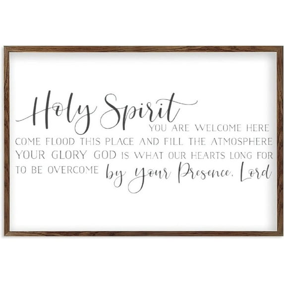 Rustic Farmhouse Wall Decor Signs Holy Spirit You Are Welcome Here Sign Scripture Signs Living Room Bible Verse Sign Holy Spirit Sign for Home Modern Decor Framed Wood Sign Hanging Plaque for Kitchen