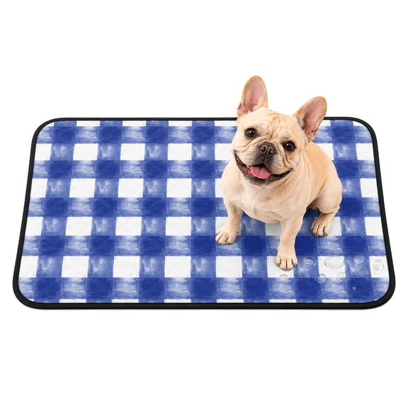 Rustic Farmhouse Washable Pee Pads for Dogs, Indigo Blue Watercolor Lattice Reusable Puppy Pads Waterproof Pet Mat, Absorbent Dog Pee Pads for Crate Pet Training Whelping Playpen Mats 24"x18"