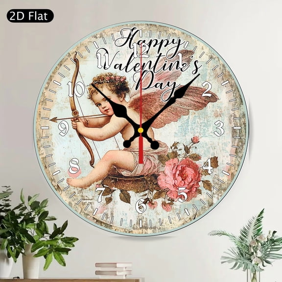 Rustic Farmhouse Welcome Round Wall Clock Silent Non Ticking Distressed Red Wood Decorative