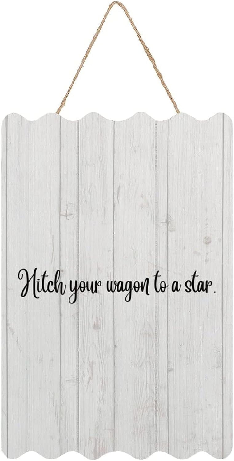 Rustic Farmhouse Wood Sign Plaque Hitch Your Wagon to A Star