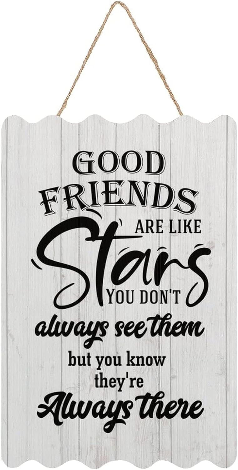 Rustic Farmhouse Wood Wall Sign Good Friends Are Like Stars Antique