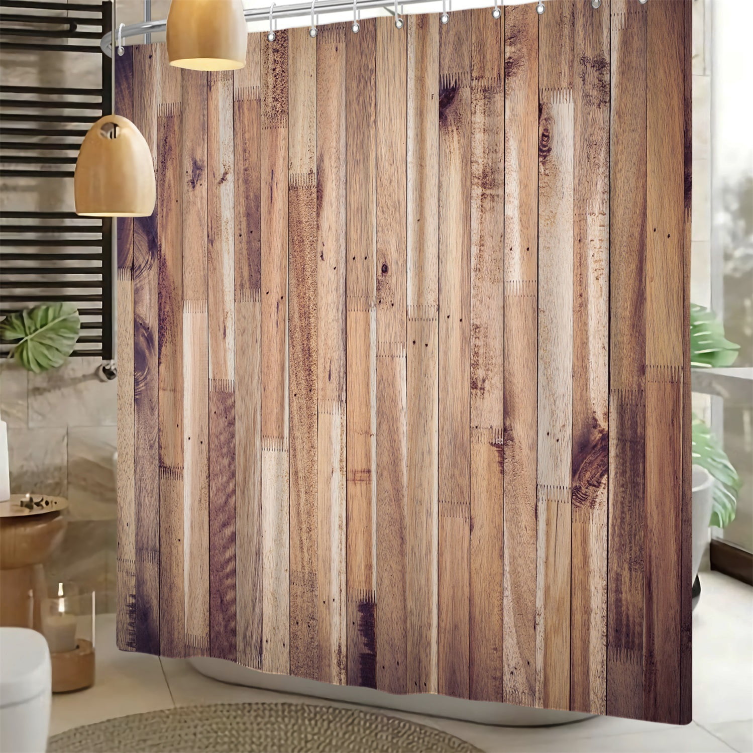 Rustic Farmnouse Shower Curtain Wooden Wood Barn Door Vintage Western