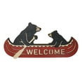 thumbnail image 1 of Rustic Father Bear With Cub Rowing Red Canoe Boat Welcome MDF Wall Decor Plaque, 1 of 9