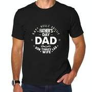 Rustic Father's Day Cotton Short Sleeve T-Shirt - Vintage Style with " Happy Father's Day Dad " Circular Design Personalized for Son Tithaes Lag and Wife